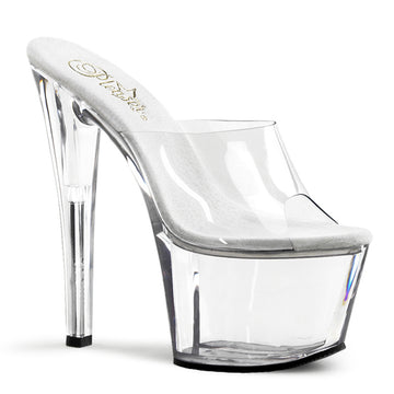 Clear Short Platform Slide Heels
